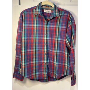 Vtg Circa Now Womens Plaid Button Up Top Size 8 Preppy 90s Colorful Timeless Y2K